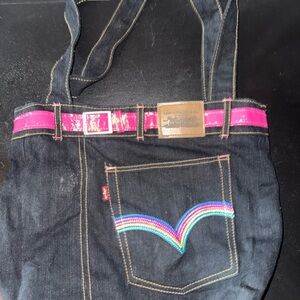 Levi's Black Denim Bag with Pink and Rainbow Details